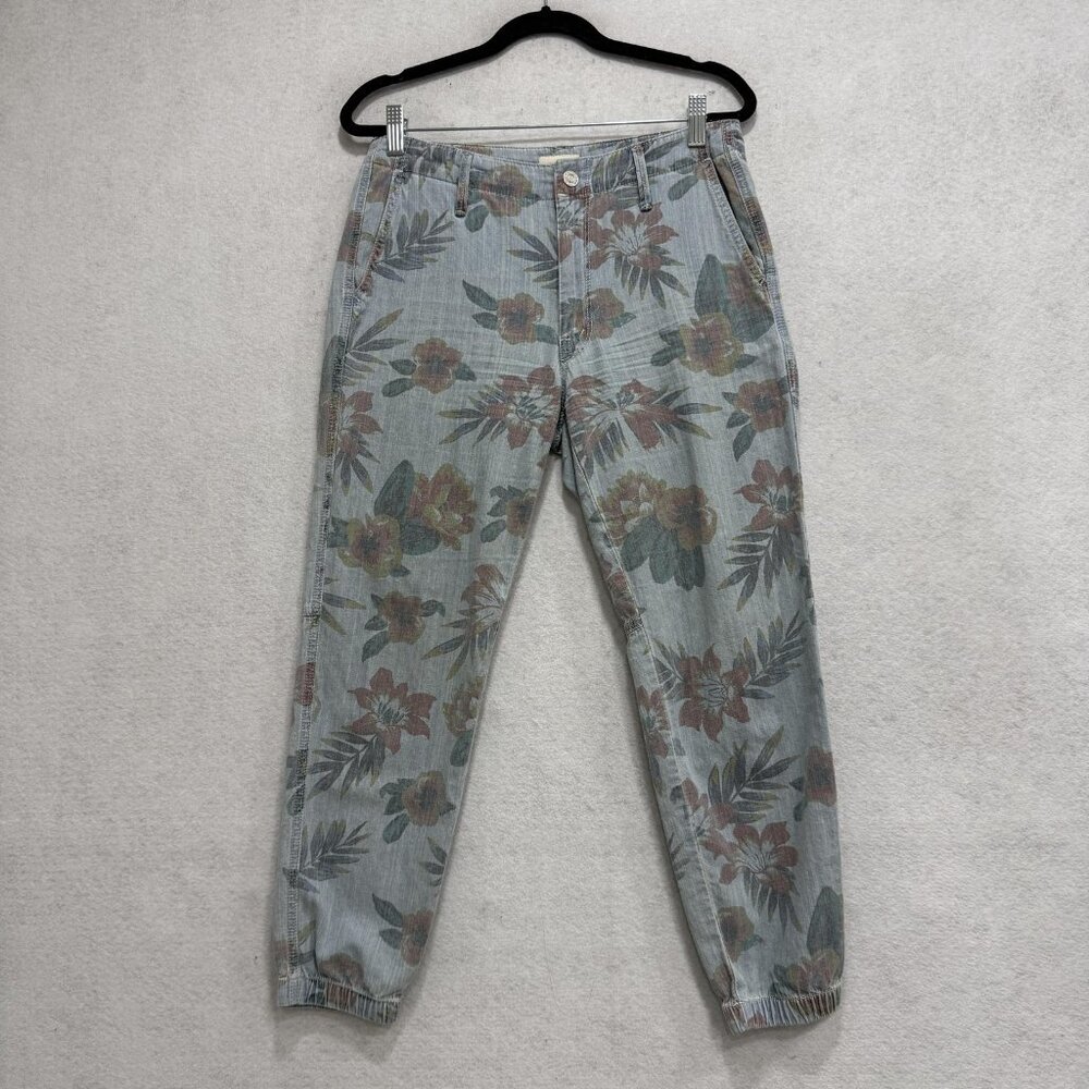 Mother Jeans Womens 26 Blue Floral High Rise Jogger Fresh Cut Denim Made USA
